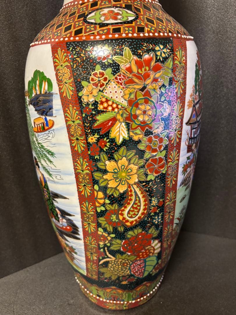 ☘️あぽらす☘️ 薩摩焼 飾り大壺 60cm 金彩色絵 豪華爛漫 美人図画