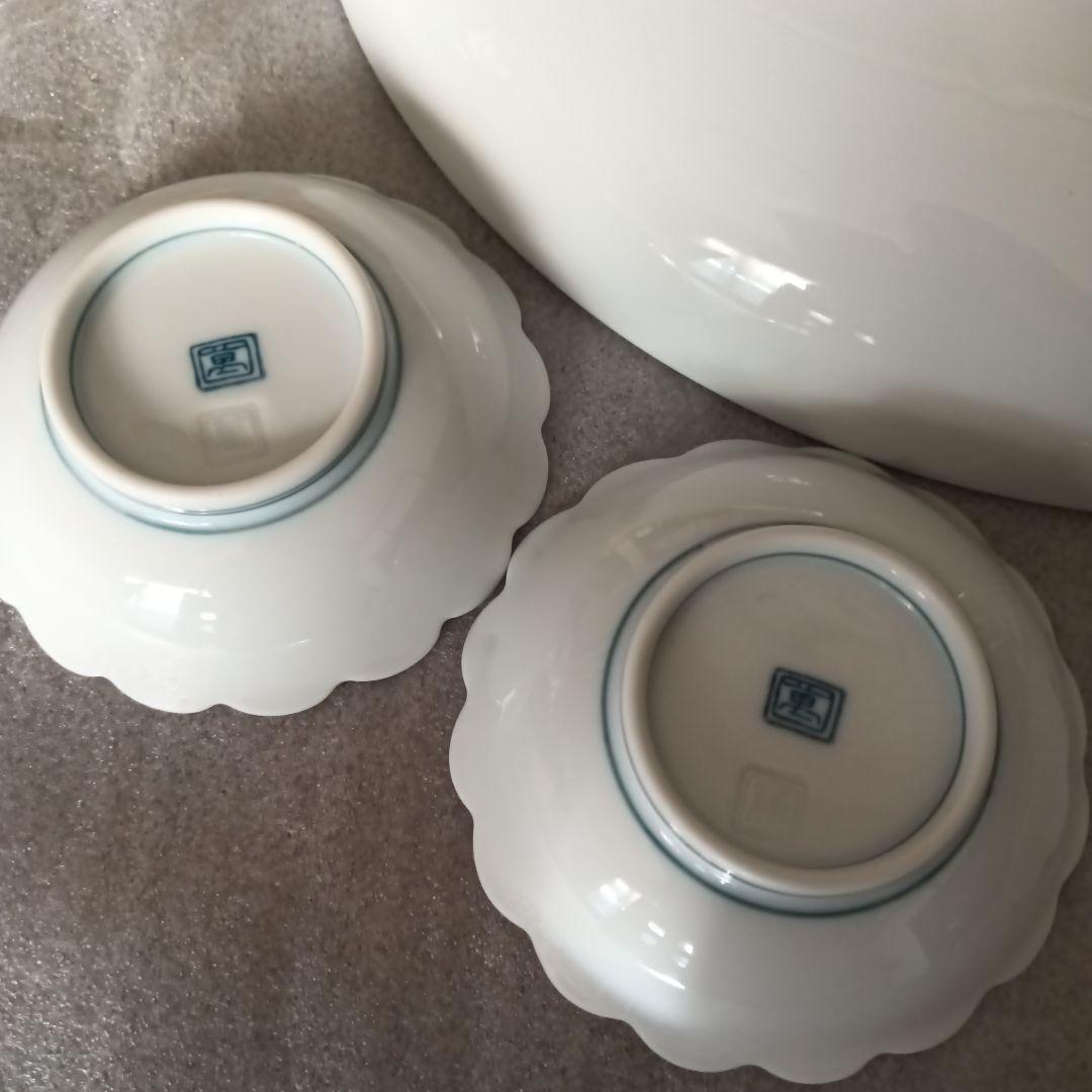 伊万里 鍋島焼 畑萬陶苑 楼閣山水図 大皿 31cm 小皿 セット 山水 風景