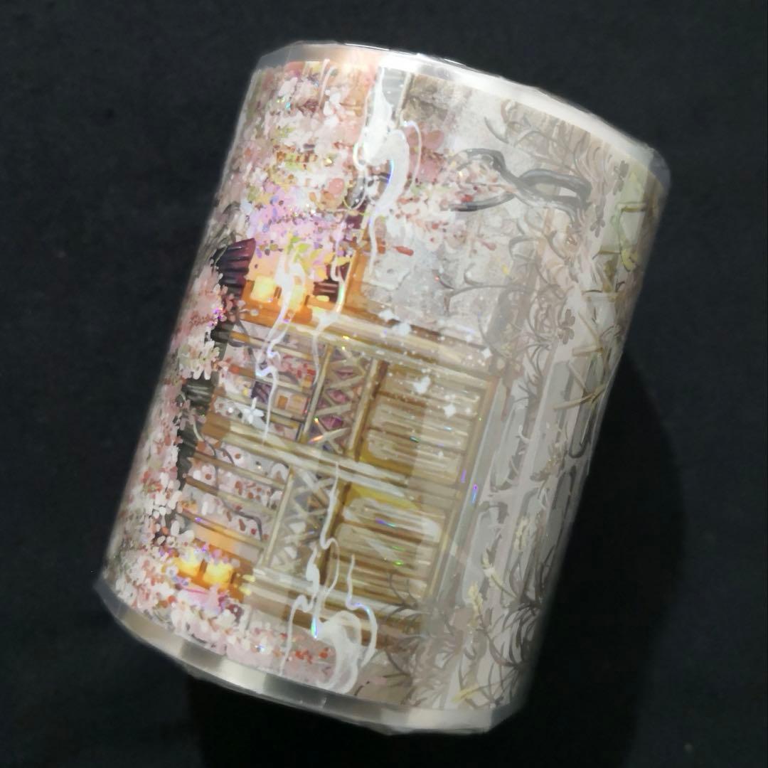 【8765】海外　マステ3/5/巻売り貝殻光マスキングテープ和風　庭園風景　藤