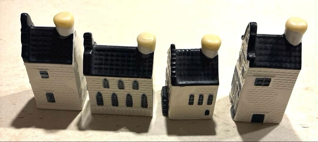 KLMオランダ航空　デルフトブルーミニチュアハウス　　4個セット