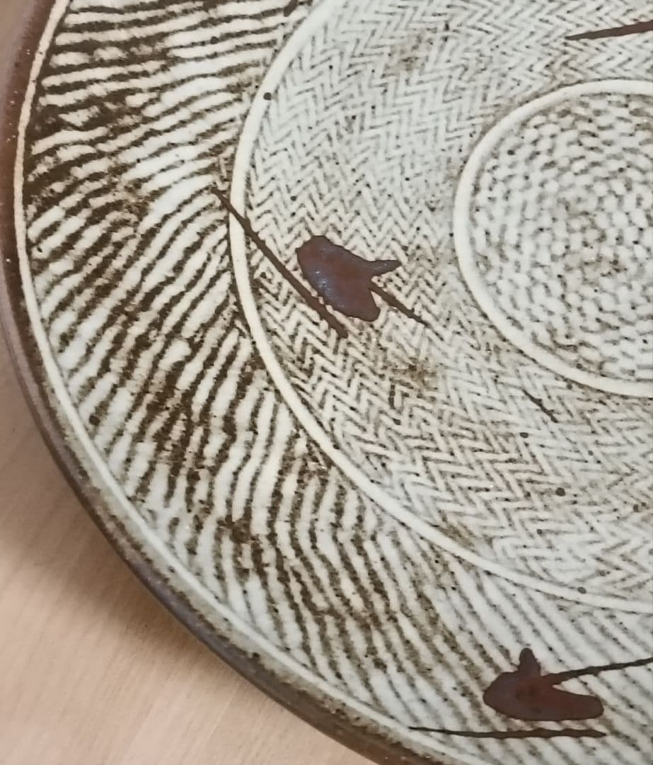 人間国宝　島岡達三作　象嵌皿　共箱付