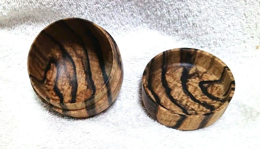 茶道具 黒柿木製円筒形 棗茶葉入れA480