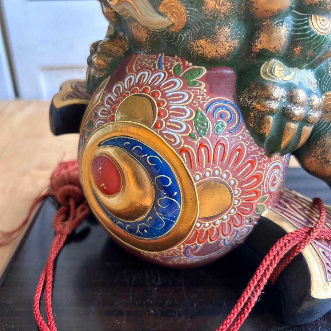 九谷焼　狛犬　獅子　打出の小槌　金運　魔除け　風水　台座付き　希少カラー　縁起物