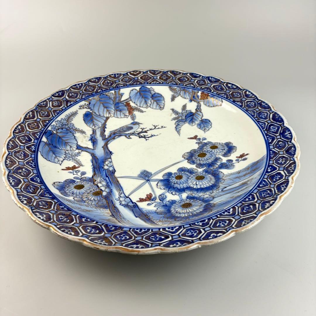 古伊万里 染付 丸皿 時代 皿 飾皿 大皿 絵皿 アンティーク