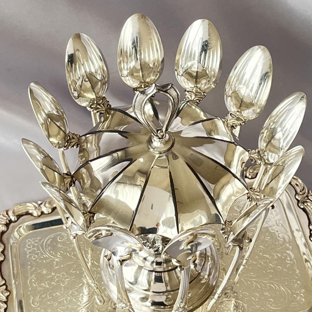 【BROOKLYN SILVER CO】 女神の掲げるスプーンホルダー 12本