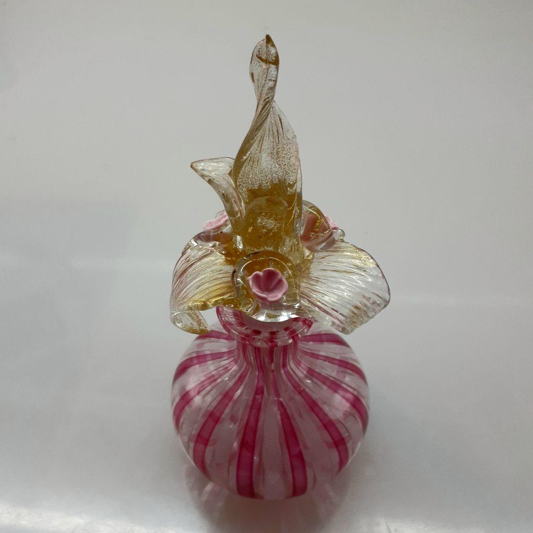 MURANO GLASS ムラノ 金彩 花蓋 香水瓶 パフュームボトル