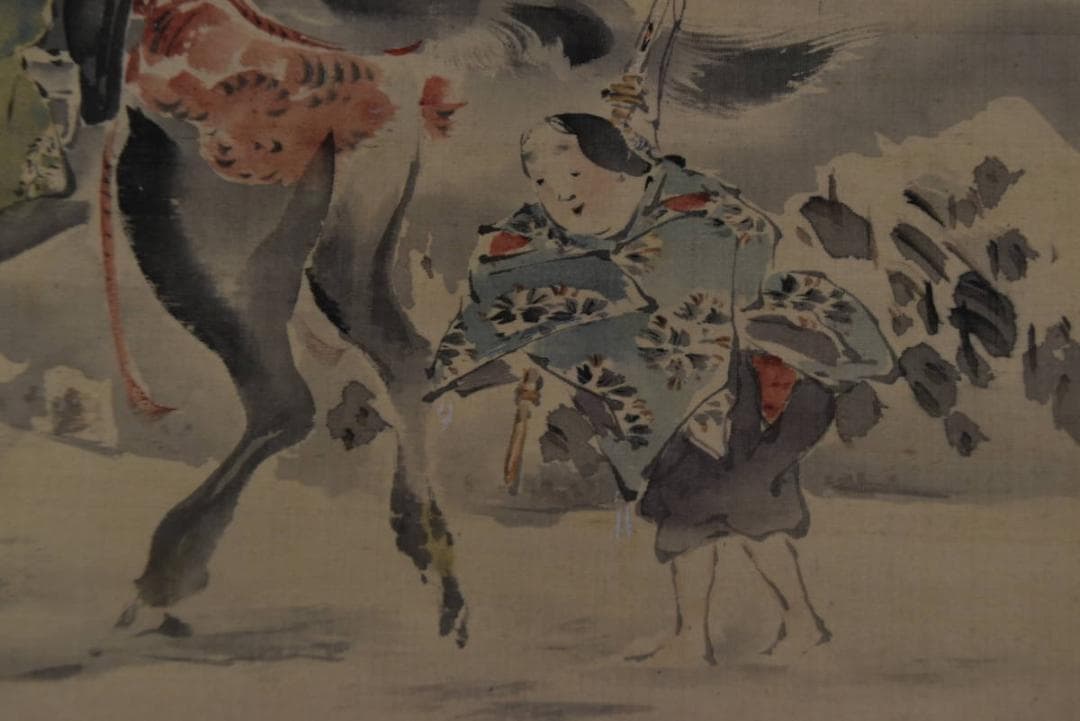 【真作】喜田華堂/佐野雪暮図/雪中人物図/掛軸/名家伝来/Z-856