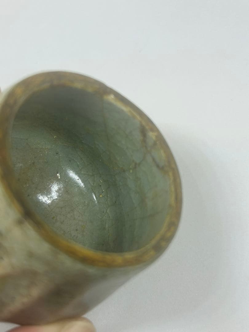 青磁　小杯　蓮弁　送料込み250309