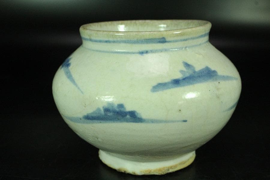 古美術 李朝 染付 壷(K-A636)