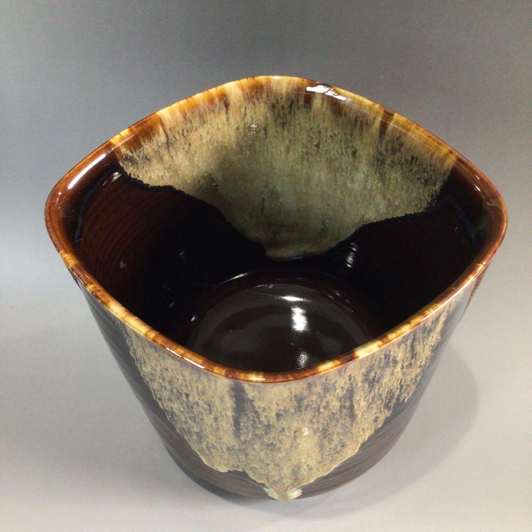 Ｐ５０８　水指　『高取焼』『青柳翠峰造』『耳付水指』　共箱　茶道具