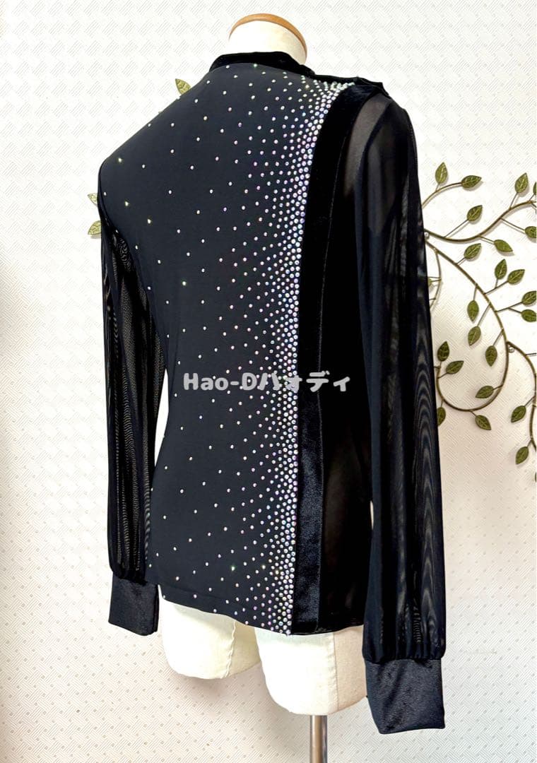 ★社交ダンス★新品★メンズシャツ★ラテン★アシメトリー★黒M
