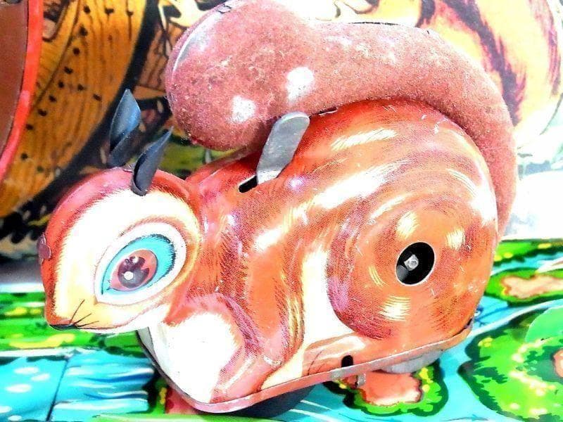 【希少】水車を回す ブリキのリス おもちゃ １９５０年代　光球商会製【箱付き】
