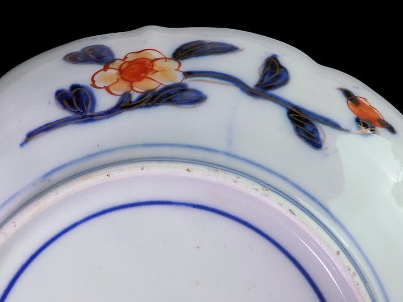 古伊万里　色絵　朝日に山水の図　7寸半皿　B295A-CQc