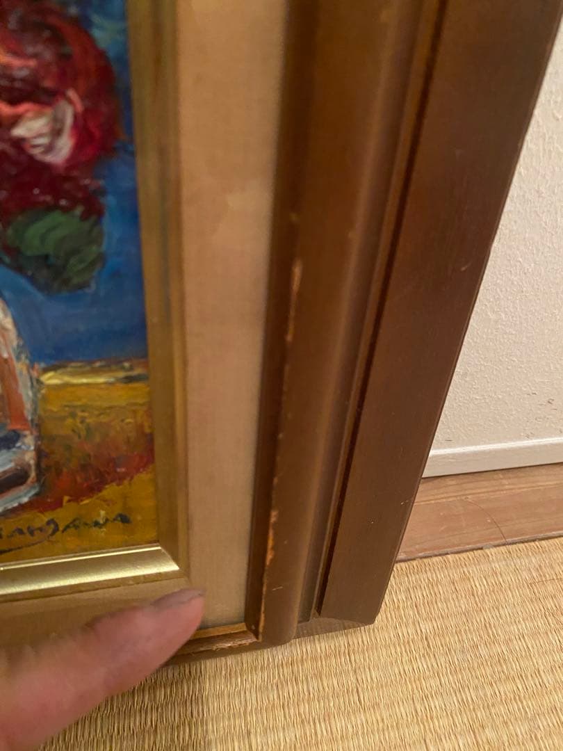 半澤国雄（ 半沢匡夫 ）画題「 薔薇 」油彩　額装