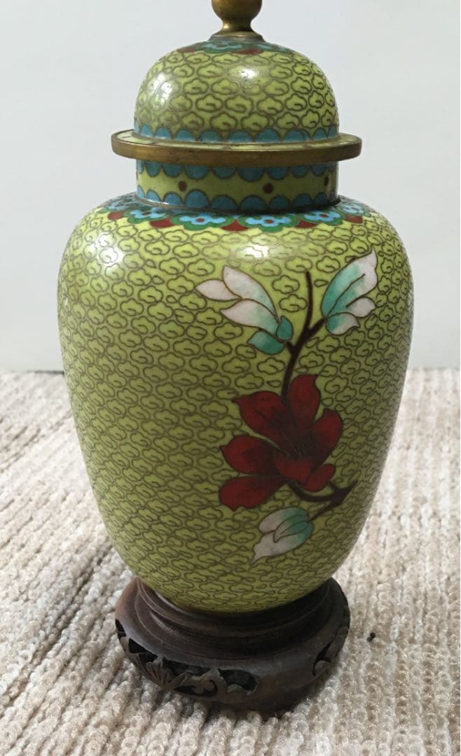 七宝焼　飾り壺　台付き