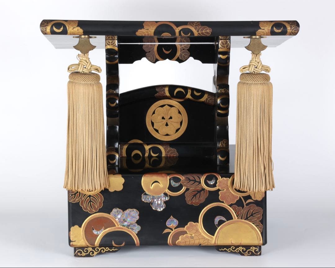 極上 黒漆塗金蒔絵螺鈿細工 見台 経台 経机 仏具 仏教美術 古美術 骨董品 漆