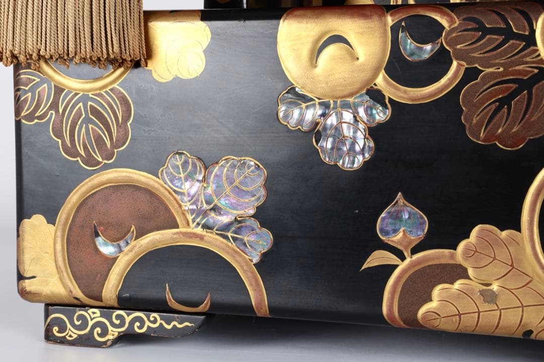 極上 黒漆塗金蒔絵螺鈿細工 見台 経台 経机 仏具 仏教美術 古美術 骨董品 漆