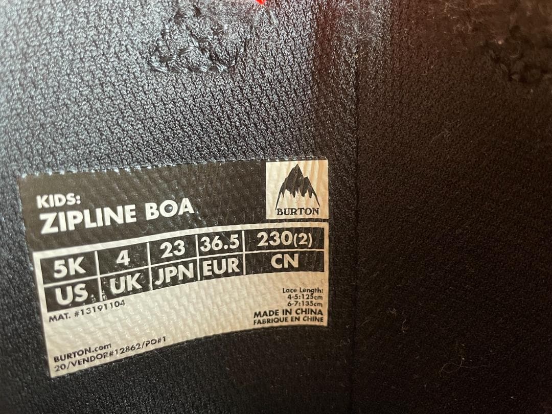 BURTON 子供用スノーボードブーツ ZIPLINE BOA 23cm