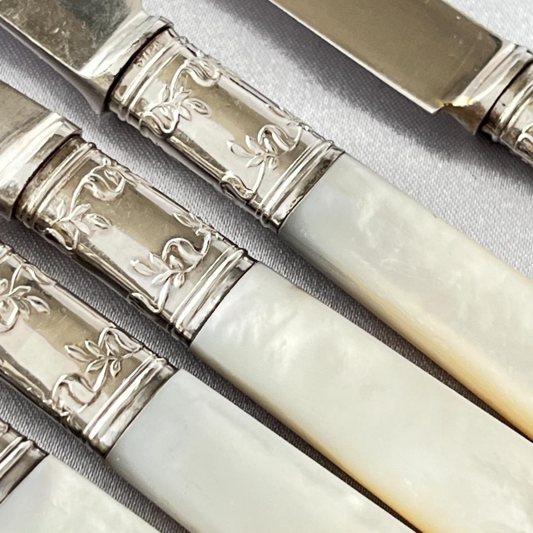 【白蝶貝 / 純銀継手】ティーナイフ 8本 マザーオブパール