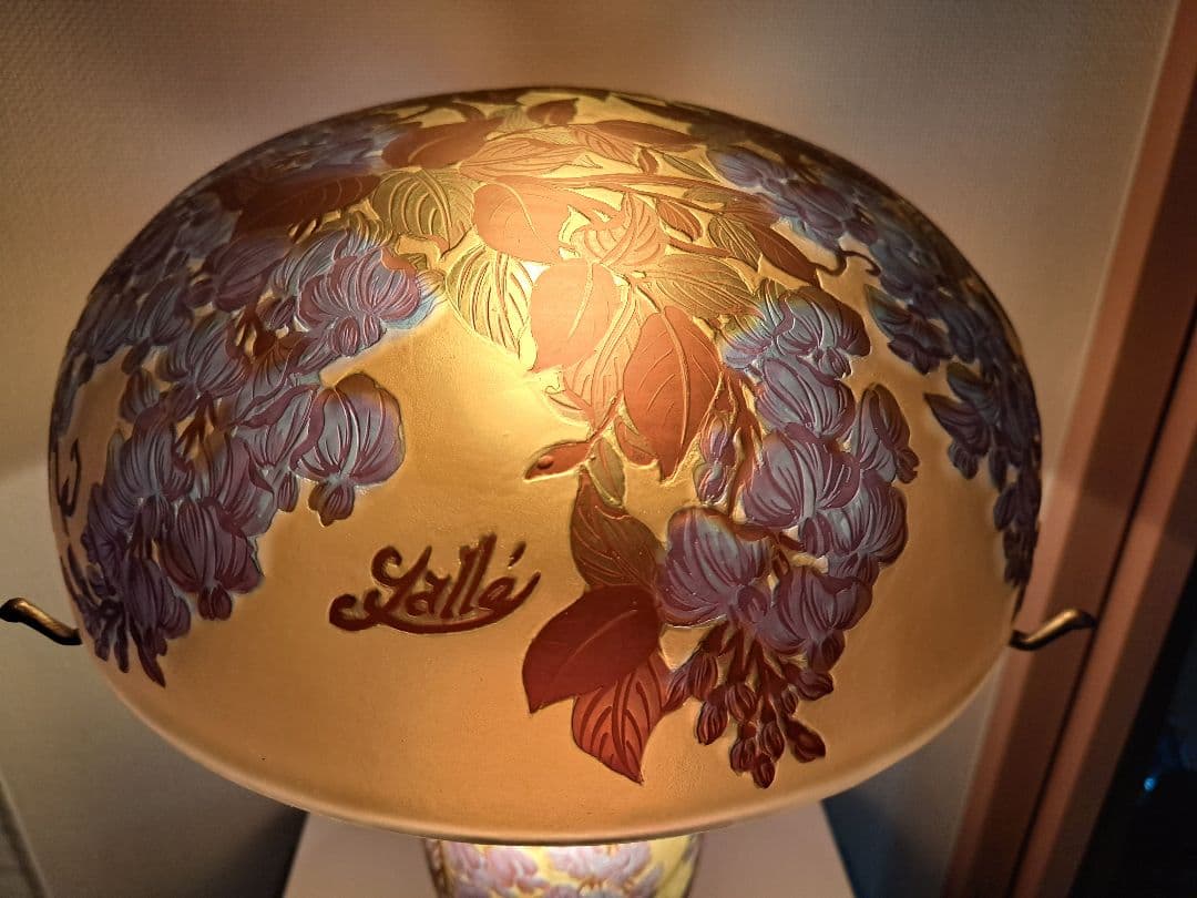 エミールガレ アールヌーボー ランプ 傘幅30㎝高さ43㎝ 難有
