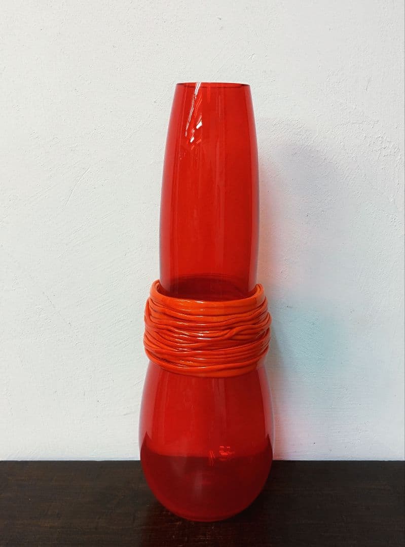 【Luciano Vistosi】MURANO フラワーベース　花瓶 レッド