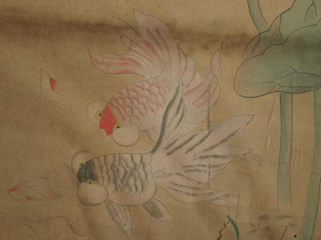 【骨董掛け軸】風景図 中国　唐時代 肉筆保證BD284A12-1