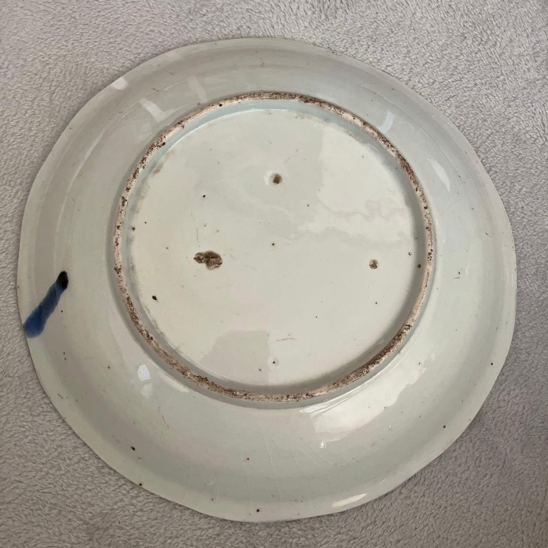 R★昔の大皿　古伊万里　鷺　直径22.7高さ3 青と白のコントラストが素敵です