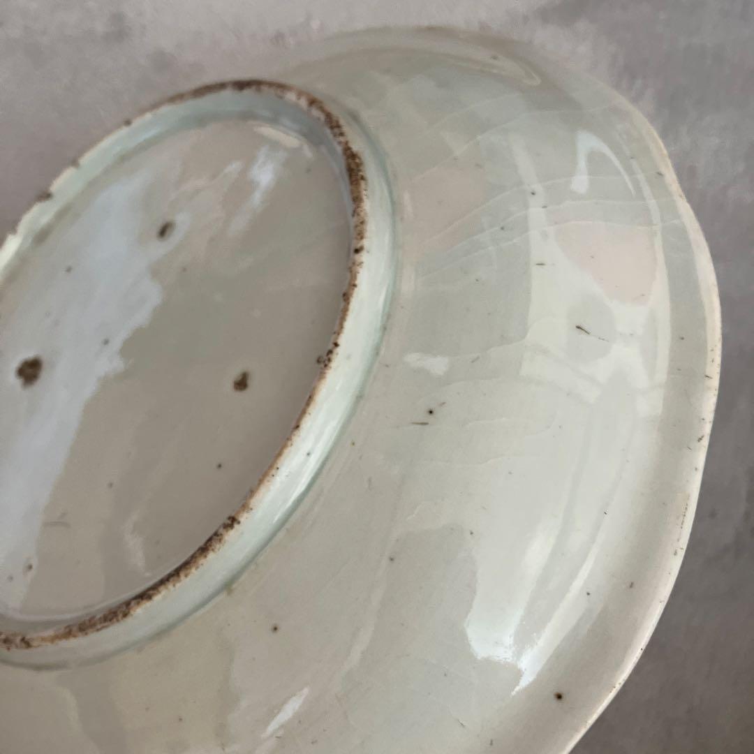 R★昔の大皿　古伊万里　鷺　直径22.7高さ3 青と白のコントラストが素敵です