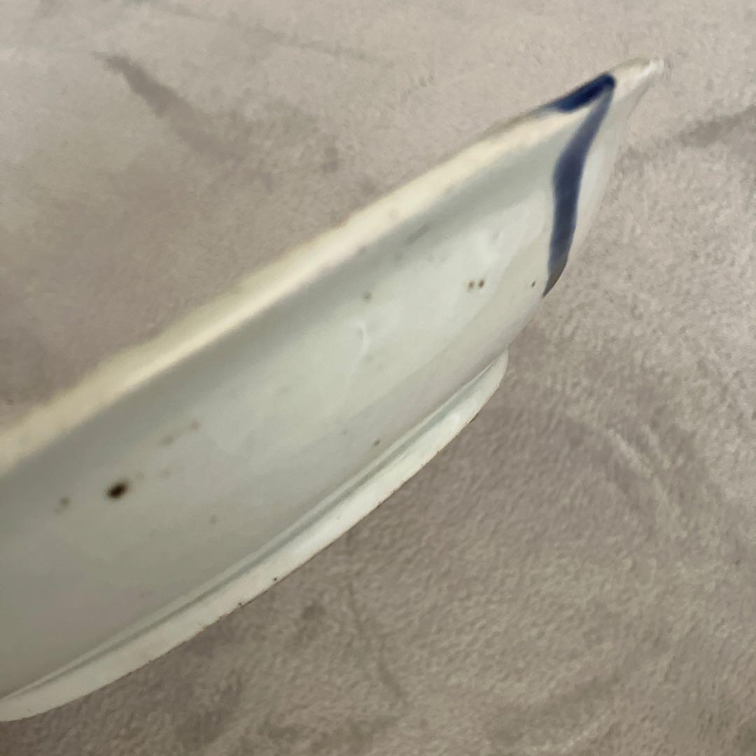 R★昔の大皿　古伊万里　鷺　直径22.7高さ3 青と白のコントラストが素敵です