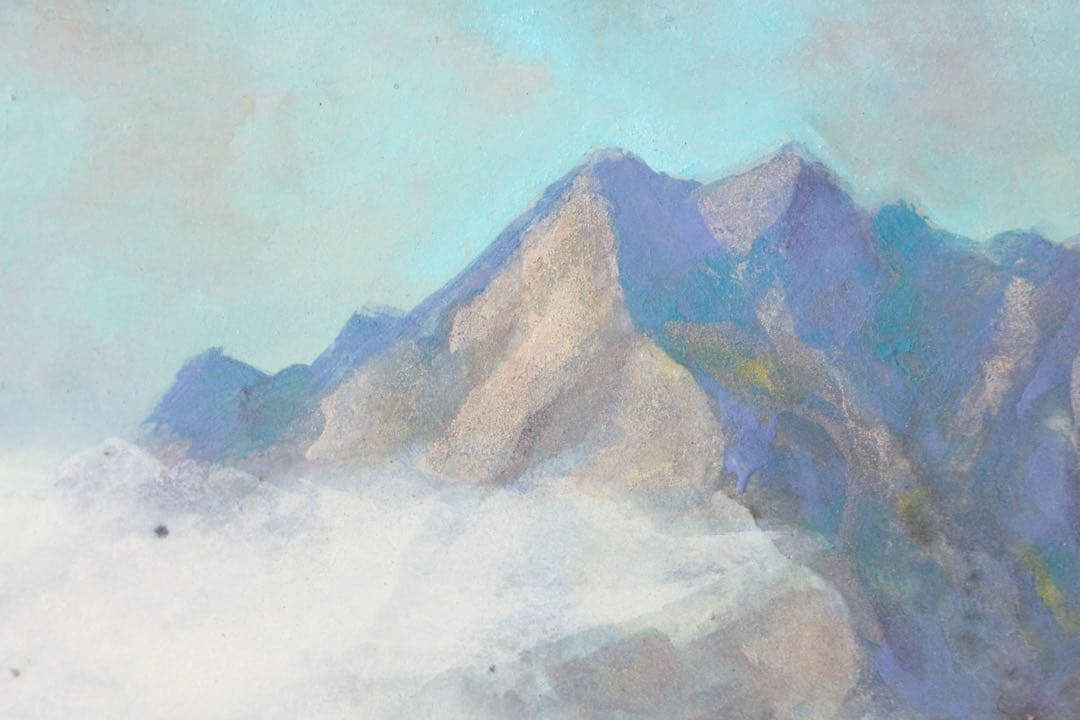 No5540 額装　米重忠夫　「八が岳山麗」　日本画　10号　紙本　送料無料