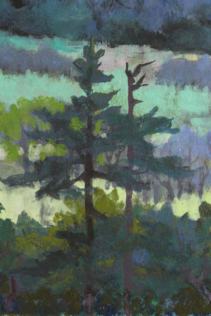 No5540 額装　米重忠夫　「八が岳山麗」　日本画　10号　紙本　送料無料