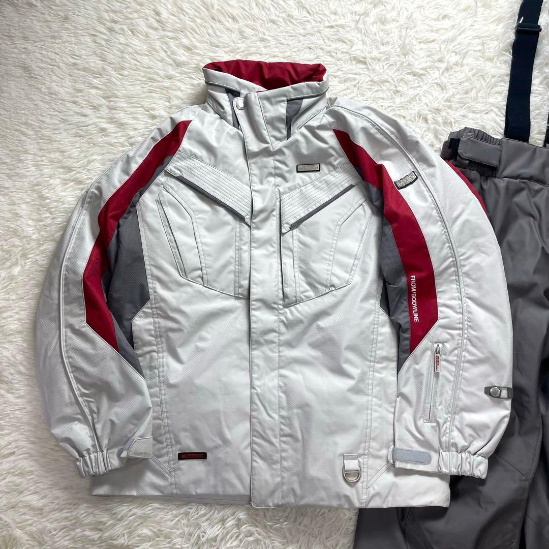 お洒落✨デサント スキーウェア 上下 セットアップ メンズ XL グレー 赤