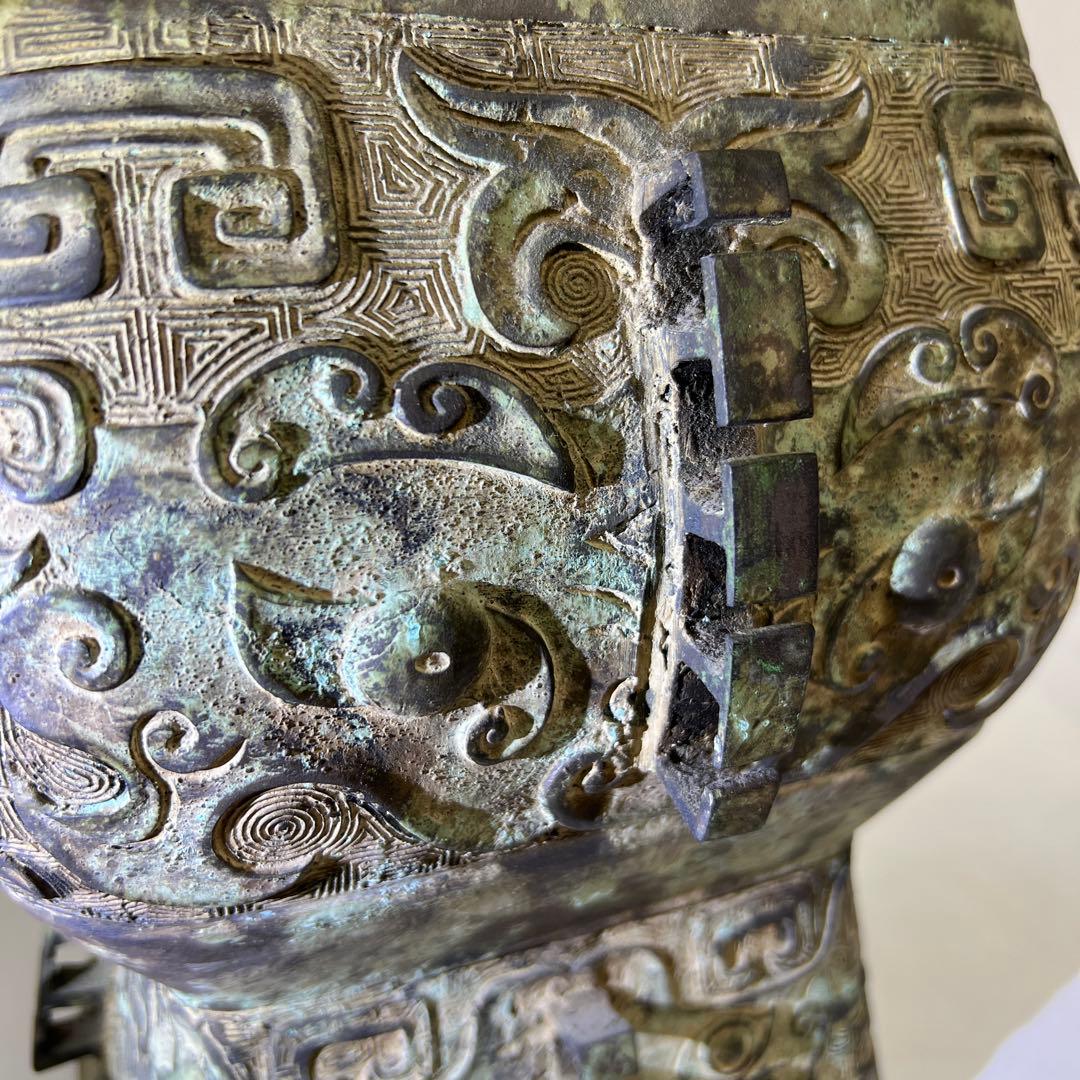 中国古玩　古銅大花瓶　6519g/高さ40㎝　東Y8-0128⑤トヒカ