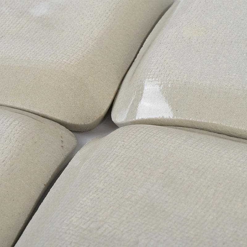 和食器　茶懐石　瀬戸焼　葵窯　灰釉長皿　五客　共布共箱　V　9584