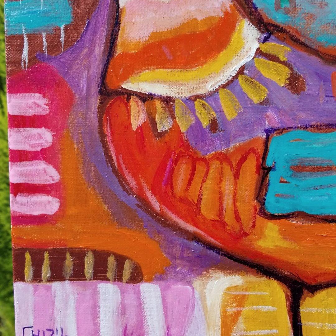 キャンバス油絵　 専用　ごきげんなめんどり♪♪