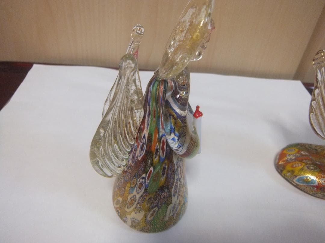 ベネチアングラス、飾り物、天使、ペアー