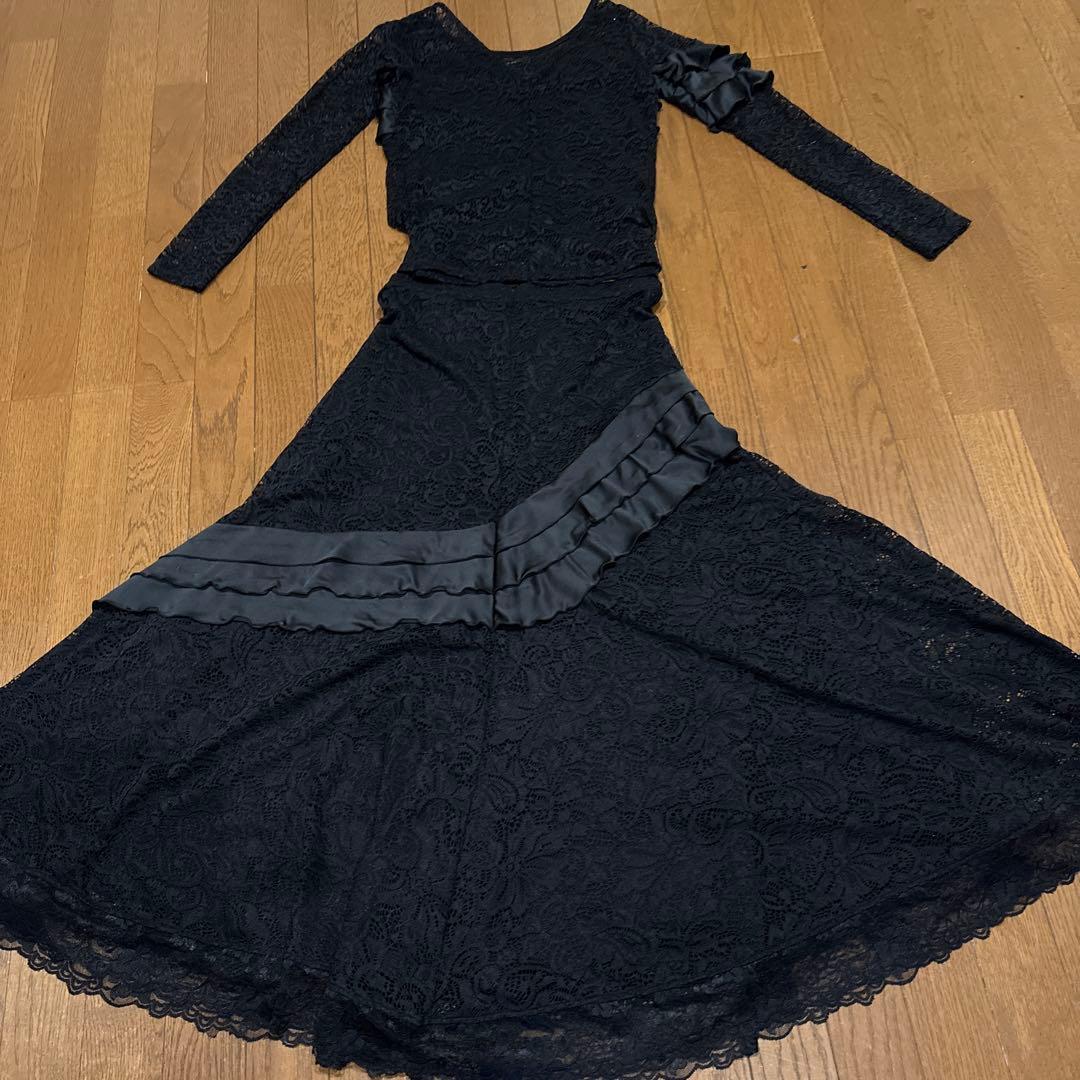 土日SALE28888-24444ジャンティ黒のレース社交ダンス衣装