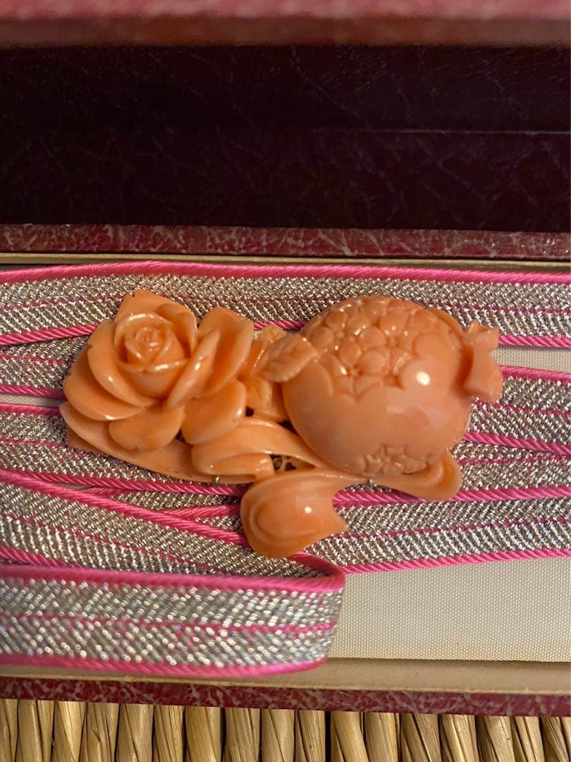 昭和レトロ・ヴィンテージ・日本舞踊・和装 ・珊瑚帯留め・帯締め ・アンティーク