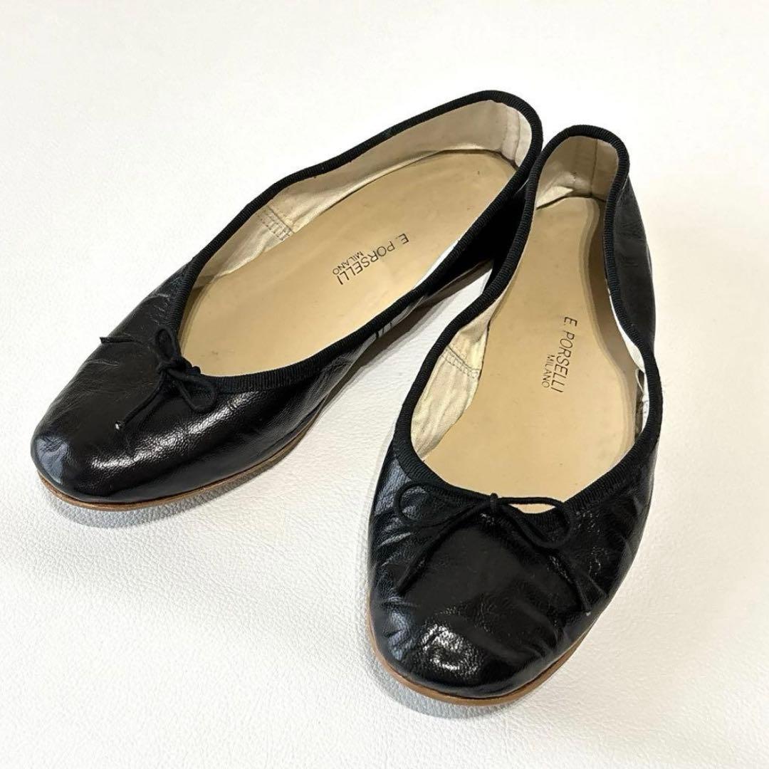 極美品✨ 保存袋付き✨PORSELLI バレエシューズ　38 ブラック