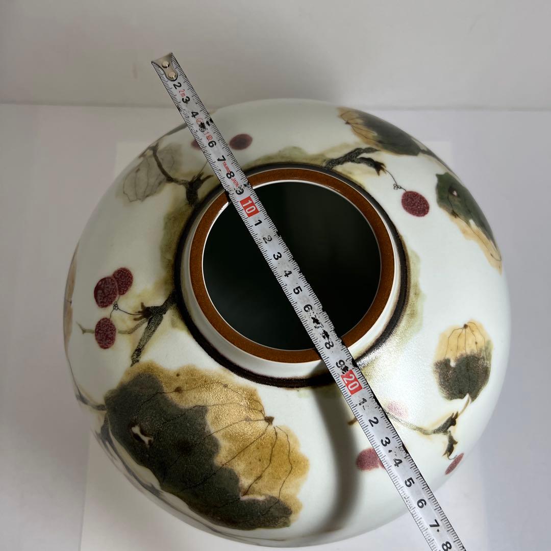 廣瀬義之作　釉彩山帰来乃図大壷　共箱　高さ約29㎝　東Y7-0625②トヒサ