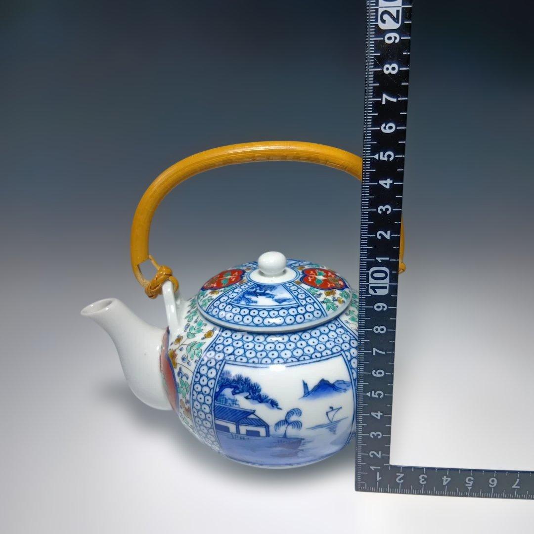 13代柿右衛門(染錦)山水地文番茶器セット一式　共箱