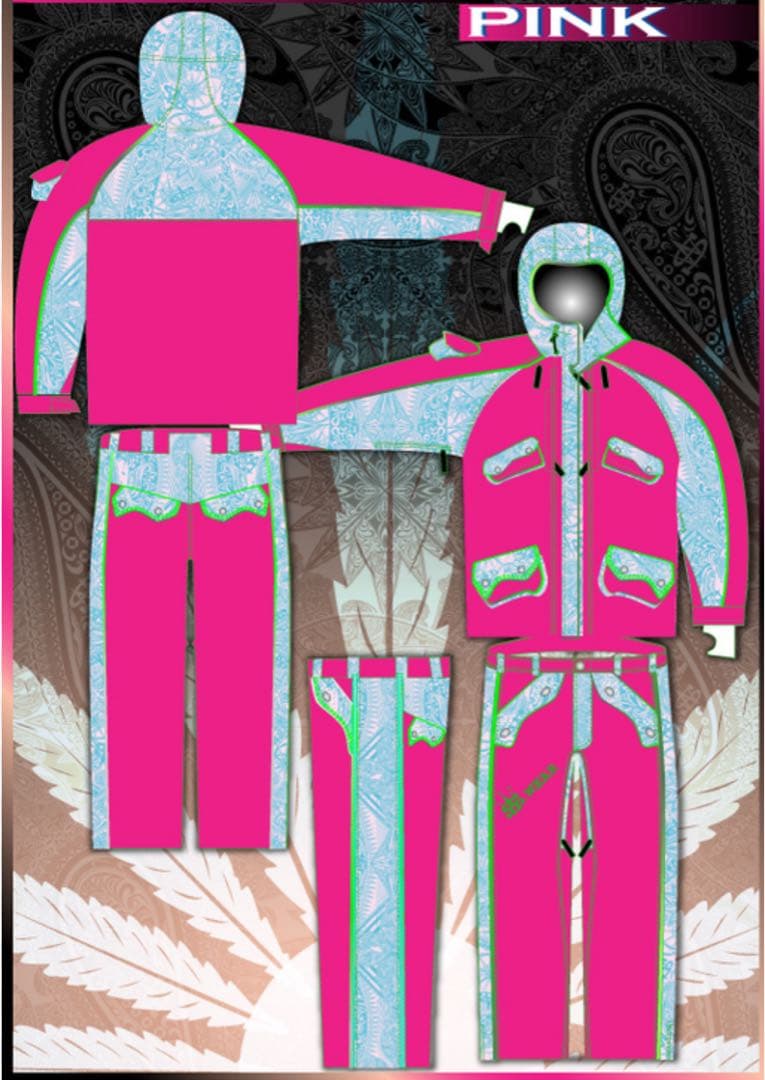 【希少】スノーウェア上下セット ユニセックス ペイズリー スキーウェア ピンク