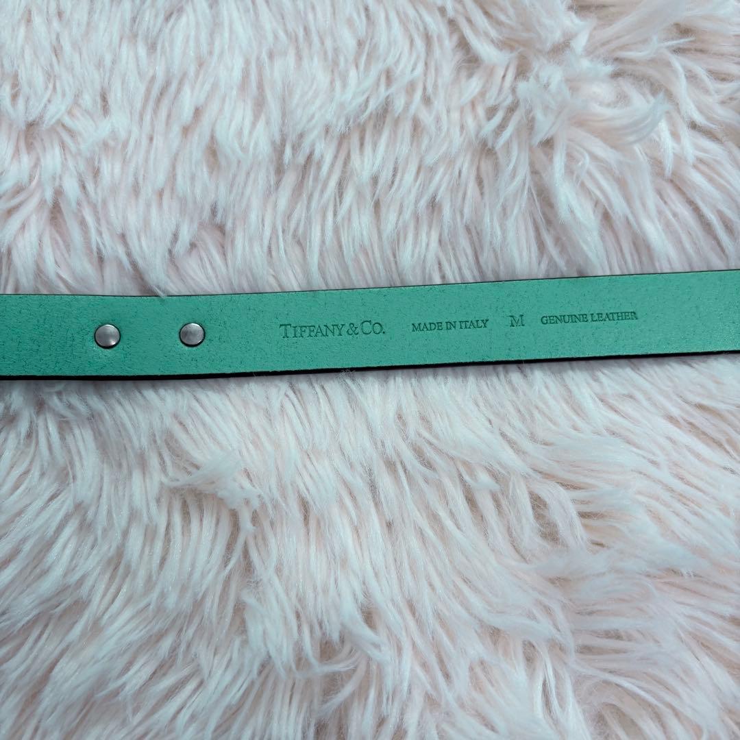 未使用級✨Tiffany レザー首輪 M プレート 金具 4段調整