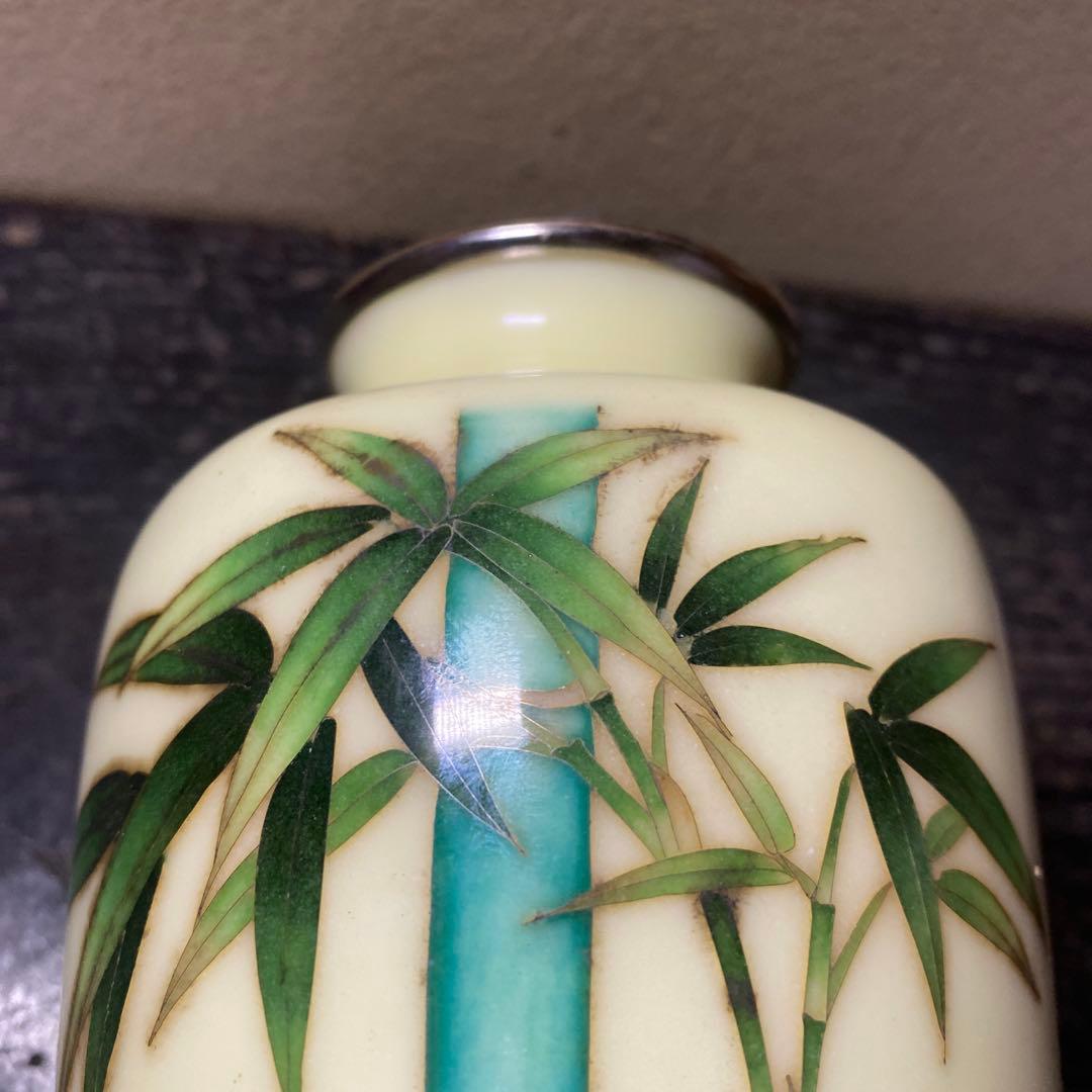 古玩　竹図七宝花瓶