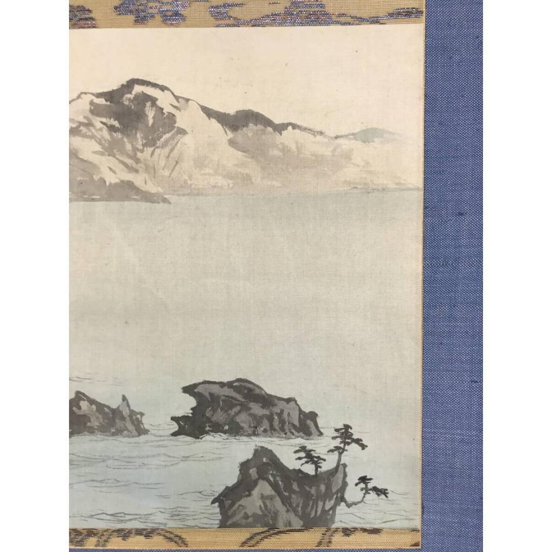 真作/羽田桂舟/春の海図/春の掛軸/掛軸/名家伝来/AK-355