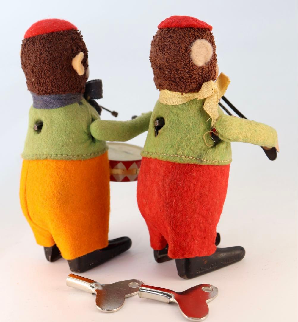 ヴィンテージ Schuco ワインドアップ猿の演奏者 フィギュア2体セット