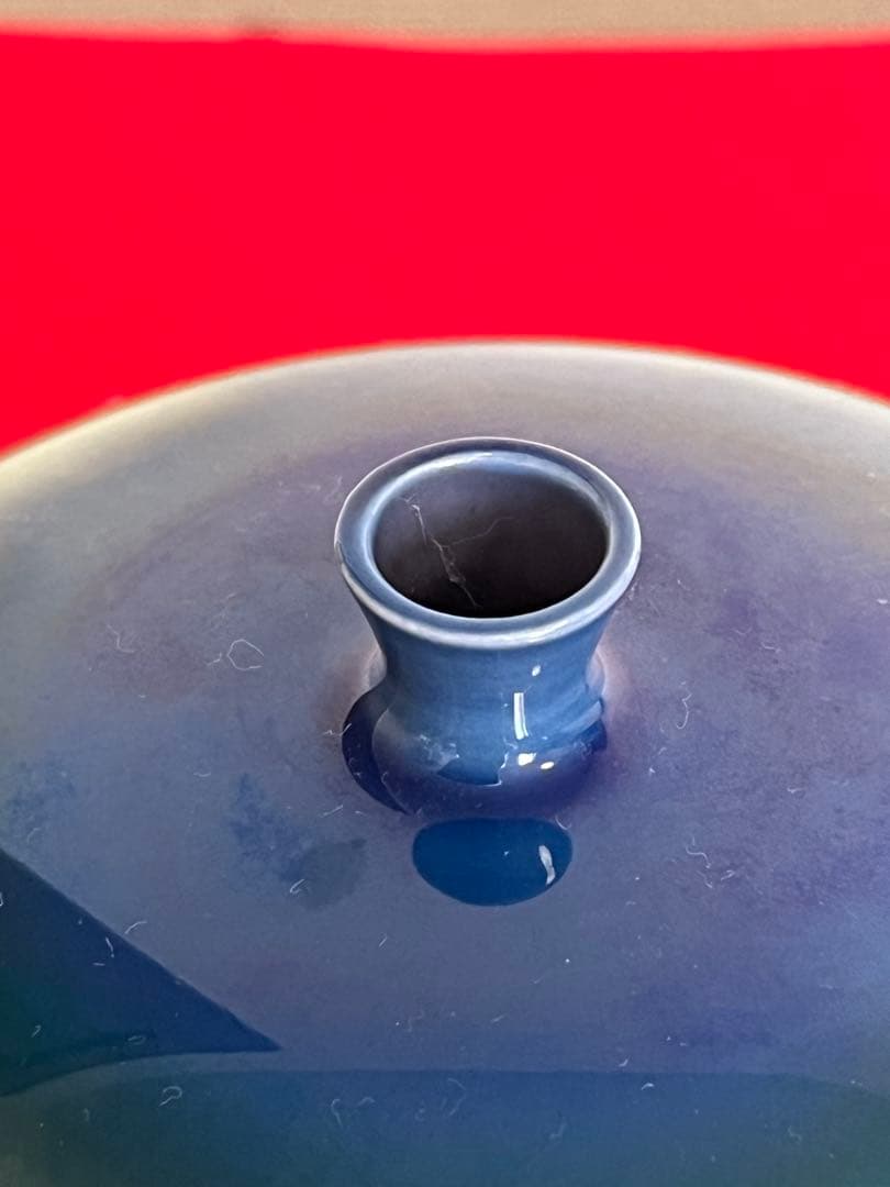 人間国宝 3代 徳田八十吉 碧明釉 壺 共箱 共布 陶歴付 管理T265