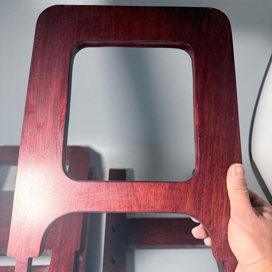 高級皿立て　2点　大皿用　尺皿以上　展示　天然木　職人手作り