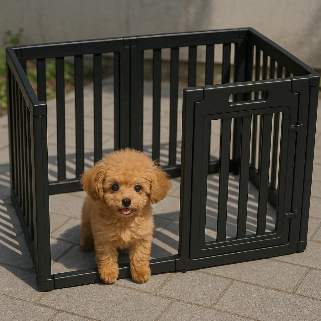 【新品】CHERIA ペットサークル 犬用 ダブルロック 滑り止め付き 黒色