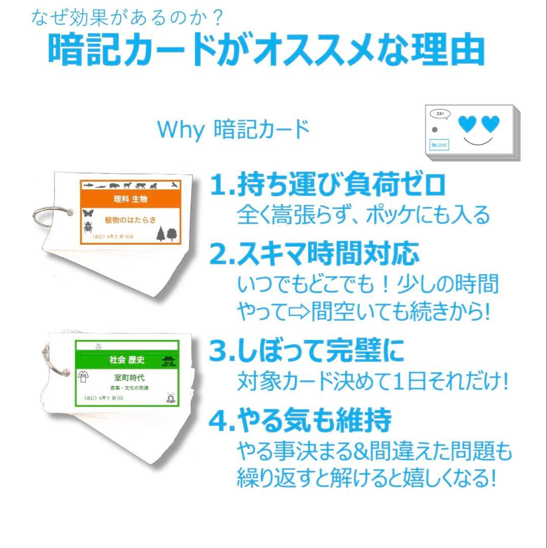 中学受験 暗記カード【5年下 社会・理科11-18回】 予習シリーズ 組分け